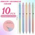 Gel Pens, 10 Pcs Black Ink Pens with Comfortable Silicone Grip, 0.7mm Fine Medium Point Cute Smooth Writing Pen, Aesthetic Gradient Color, Retract...