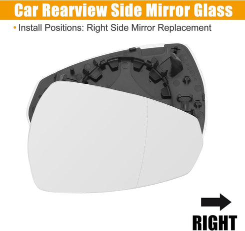 uxcell Car Right Side Rearview Heated Mirror Glass with Backing Plate for Audi A3 8P1 S3 Sportback 2000-2022 No.8V0857536C...