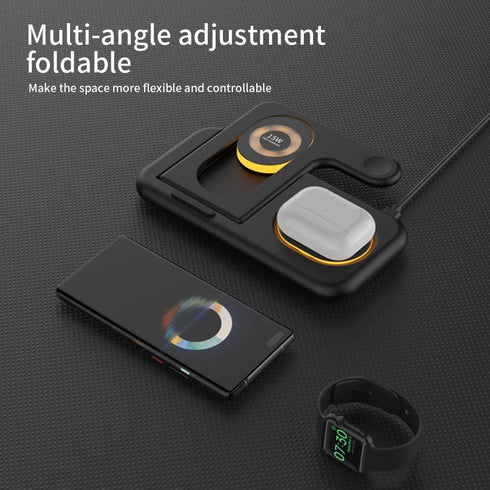 Wireless Charger, 3-1 Fast Charging Station, Double Night Light, Foldable 15W Phone and Watch Charger Station for iPhone 15, 14, 13, 12 Series, Pi...