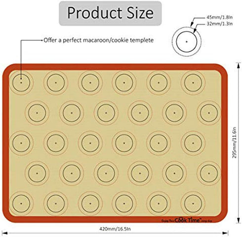 Macaron Silicone Baking Mat - Set of 2 Non Stick Silicon Macaroon Baking Sheet Cookie Liner(BPA Free/Reusable/Half Sheet),Perfect Cooking Kit for ...
