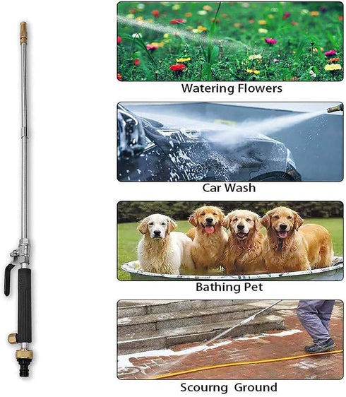 Power Washer Hydro Jet Power Cleaning Tool, Extra Long Extendable Garden Sprayer Wand, Gutter Cleaner, Pet Window Cleaning Tool (black)...