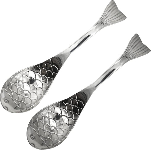 2Pcs 6.3inch Fish Spoon 18/10(304) Stainless Steel Flatware for Soup Porridge Dessert Cereal Rice(Silver)...