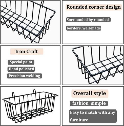 3 Pack Wire Baskets,Wall Grid Panel Hanging Wire Basket,Wall Storage and Display Basket for Cabinet & Pantry Organization and Kitchen,Bathroom,Bed...