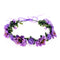 June Bloomy Rose Flower Leave Crown Bridal Halo Headband with Adjustable Ribbon (Purple)...