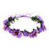 June Bloomy Rose Flower Leave Crown Bridal Halo Headband with Adjustable Ribbon (Purple)...