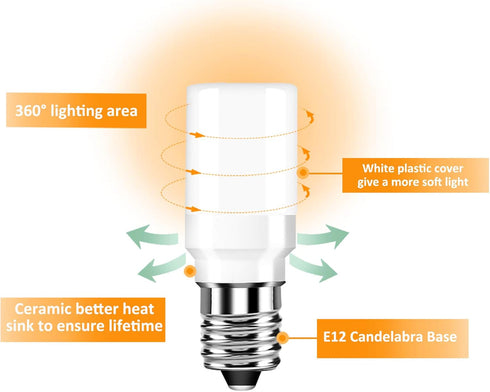 Low Voltage 12V 24V Candelabra E12 Base LED Appliance Light Bulb for ice Maker Water Dispenser RV Marine Landscape WR02X12208 416099 25W Replaceme...