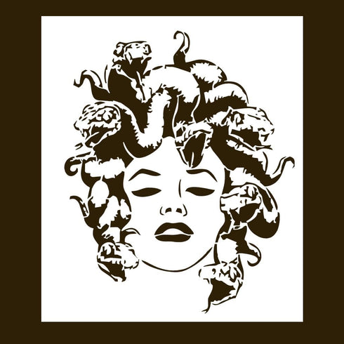 Medusa Stencil - Snake Creature Graffiti Street Art Mythology Insipational Stencils Reusable for Painting on Wood, Glass, Wall, Rock, Walls, Glass...