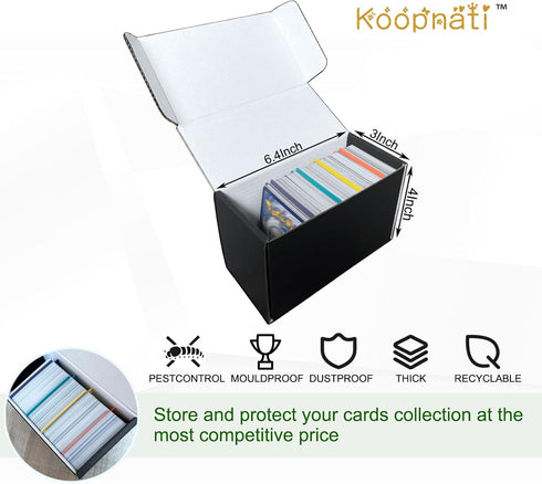 3-Pack • 400-CT Cardboard Trading Card Storage Box With Dividers Baseball Cards Holder Trading Cards Organizer,Cardboard Card Storage Boxes for TC...