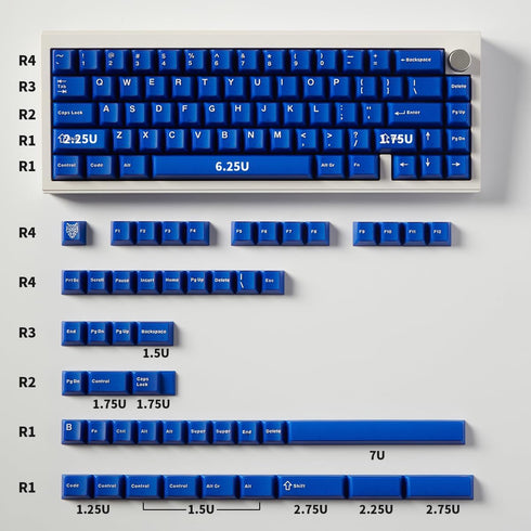PBT Double Shot Blue Keycaps Cherry Profile Translucent Keycaps Set 114 Keys Fit for Mechanical Keyboard 60% 65% 95% Cherry Mx Switches...