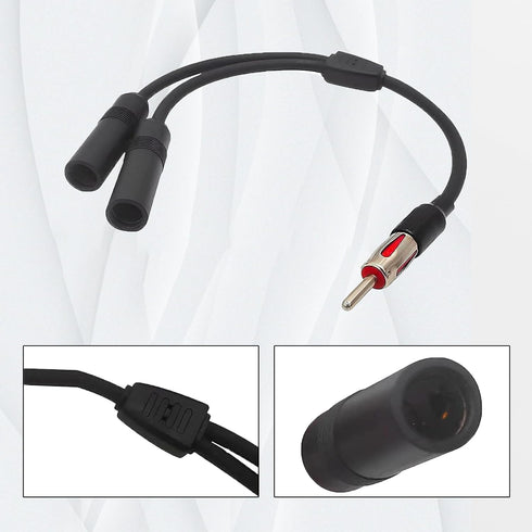 1 PC Car Antenna Cable, Radio 1 Male to 2 Female Y Adapter, FM AM Stereo Antenna Extension Cable Converter, Universal for Most Car Audio Head Unit...