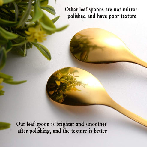 AnSaw 20-Pieces 4.7-Inch Small Coffee Spoons With Leaf Handle(Gold)...