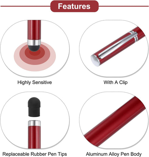 MECCANIXITY 4pcs Ballpoint Pen with Stylus Tip 2 in 1 Ink Pen & Fine Point Rubber Stylus Pens for All Capacitive Touch Screens Universal......