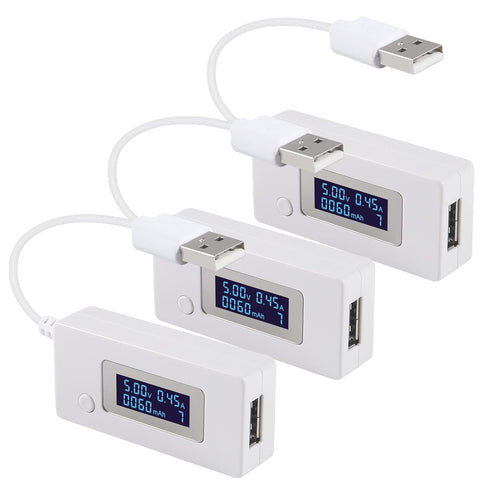 3pcs USB Volatage/Amps Power Meter, Tester Multimeter Test Speed of Charger, Cables, Computer, Power Bank (USB White)...