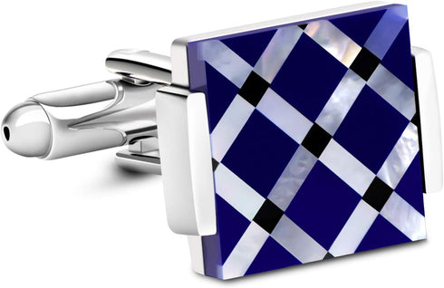 Business Wedding Mother of Pearl Cufflinks for Men Unique Onyx Stripe Tuxedo Cuff links Mens...
