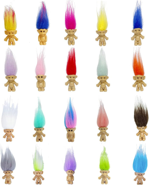 Lucky Mini Troll Dolls PVC Vintage Action Figures Cake Toppers Chromatic Adorable Cute Little Guys Collection, School Project, Arts Crafts, Party ...