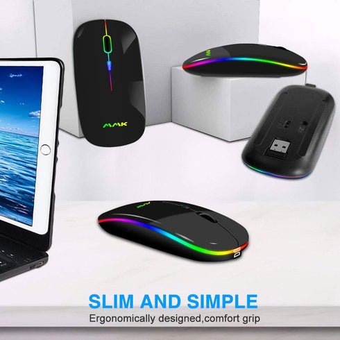 Wireless Bluetooth Mouse for laptop,Rechargeable Mouse 2.4G USB Optical Wireless Mouse,LED Slim Dual Mode(Bluetooth 5.0 and 2.4G) Wireless Mouse f...