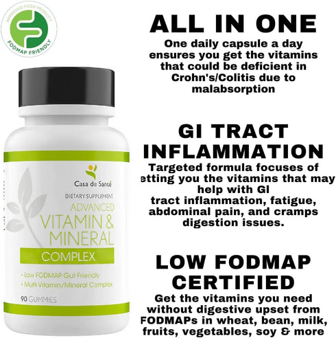 Advanced Vitamin & Mineral Gummies, Low FODMAP Certified| Crohn's Supplement| Crohn's & Colitis Supplements| IBD, IBS, SIBO or Malabsorption Nutri...