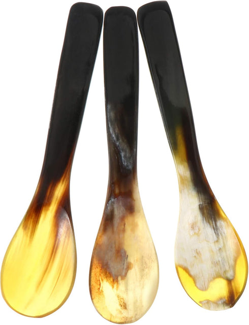 Hemoton 3PCS Caviar Mother of Pearl Teaspoons Soup Ox Horn Serving for Caviar, Ice Cream, Dessert,Espresso Coffee,Egg...