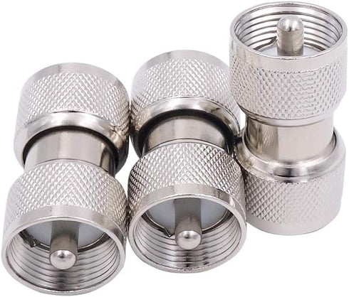 Fancasee PL259 Barrel Connector, Male to Male PL259 Coupler, 3-Pack UHF Coax Coaxial Adapter for CB Ham Radio HF VHF UHF Antenna Cable Cord Extens...