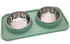BNOSDM Double Dog Food Bowls Stainless Steel Dog Food and Water Bowls with Non-Spill Plastic Mat Pet Cat Feeder Bowl Set for Puppy Cats Kitten Sma...