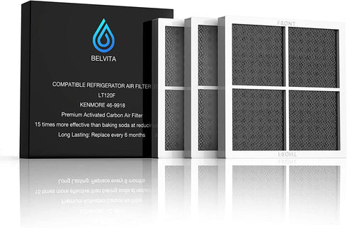 BELVITA Refrigerator Air Filter Replacement Compatible with LG LT120F ADQ73214404 ADQ73214402 469918 9918 46-9918-3 Pack, 3 Count (Pack of 1)