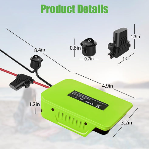 Power Wheel Adapter for Greenworks 40V Lithium-ion Battery with Fuse & Switch, with 14 Gauge Wire, Good Power Convertor for DIY Ride On Truck, Rob...