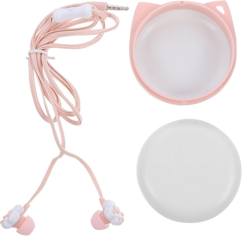 1pc Paw Case Phones Microphone Headphones Wired Cat Style Corded - Phone Earphones Kitten Microphone.mm USB Cell Cartoon Girls with Earbuds for Ea...