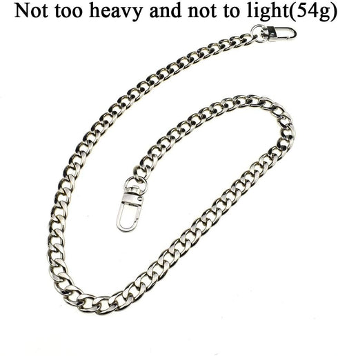 HAHIYO Purse Chain Strap 15.7 inches Bright Silver for Shoulder Cross Body Sling Purse Handbag Clutch Replacement Comfortable Flat 0.4' Wide Enoug...