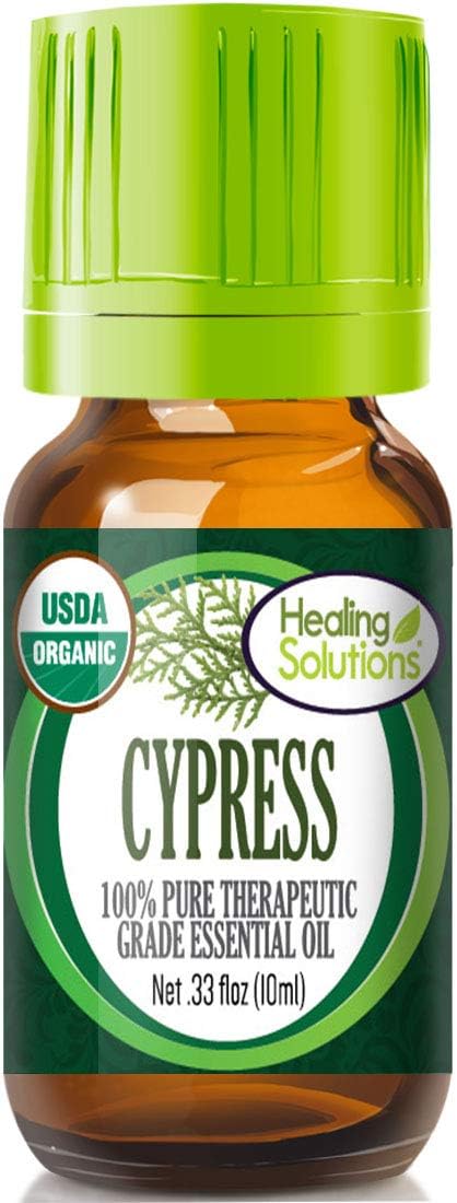 Healing Solutions Cypress Oil Organic, Pure, & Undiluted - Therapeutic Grade Cypress Oil for Hair, Diffuser, and Skin (10ml / 0.33oz)...