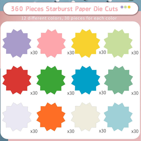 360 Pcs Starburst Cutouts Paper Starburst Die-Cuts Bulletin Board Decorations Blank Starburst Signs for Retail, Sales, Poster Boards, Classroom Bu...