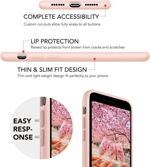 IceSword iPhone SE 3 Case 2022 - Silicone Sand Pink, Liquid Gel Rubber Cover, Drop Protection 4.7" iPhone SE 3...