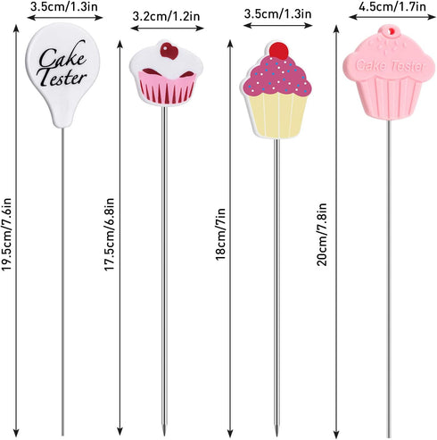 Cake Tester Needles Holiday Stainless Steel Reusable Cake Testing Needles Practical Cake Tester Skewer Needles for Kitchen Home Bakery Tools, 4 Pi...