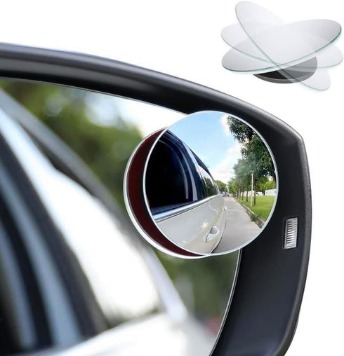 Blind Spot Mirror, 2" Round HD Glass Frameless Convex Rear View Mirrors Exterior Accessories with Wide Angle Adjustable Stick for Car SUV and Truc...