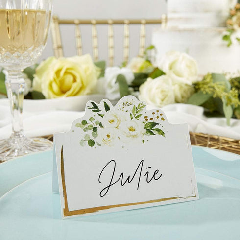 Kate Aspen Sage Green Party Decorations, Eucalyptus Floral Tent Place Cards (Set of 50) - Perfect for Greenery Baby Shower & Bridal Showers...