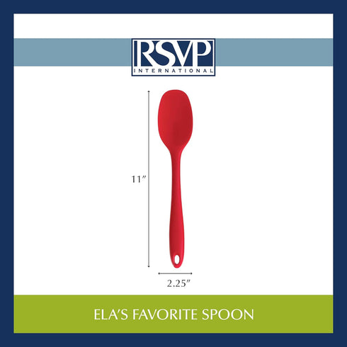 RSVP International Ela's Favorite Silicone Spatula Spoon, Turquoise, 11" | BPA-Free Silicone | Mix Thick Batters, Scrape Sauces, Stir Pasta, & Mor...