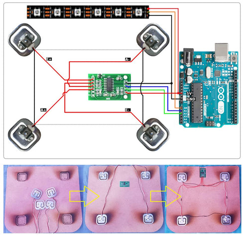 4pcs 50kg Load Cell Half Bridge Strain Gauge Human Body Scale Weight Sensor + 1pcs HX711 Amplifier AD Module for Arduino...