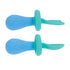 Nuby First Fork and Spoon Set - Utensils with Safety Guards for Babies 6+ Months - Green and Blue...