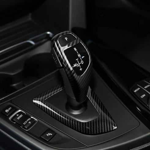 HENGYUESHANG Car Sticker Decals Gear Shift Knob Cover Carbon Color ABS Trim fits for BMW F20 F21 F22 F30 F31 F32 F33 F34 F35 F36 F07 F10 F12 F15 F...