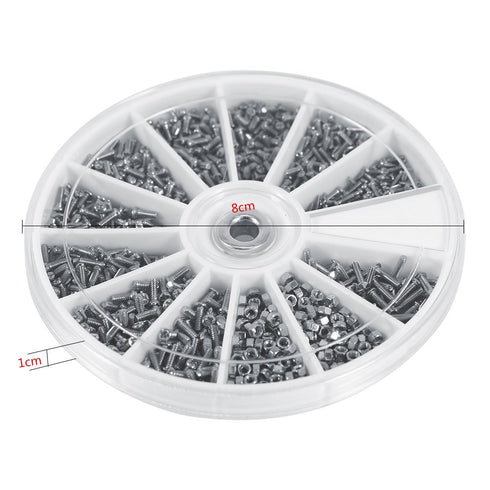 Screws Nuts Assortment Kit, 600pcs 12 Kinds of Repair Hardware Tools Small Screws and Nuts Assortment Kit M1 M1.2 M1.4 M1.6 for Watches Glassess E...