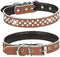 Rhinestones Dog Collar, Adjustable Sparkly Crystal Studded Genuine Leather Pet Dog Collar for Small and Medium Breeds (L fit Neck 14.5-18", Brown)...