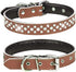 Rhinestones Dog Collar, Adjustable Sparkly Crystal Studded Genuine Leather Pet Dog Collar for Small and Medium Breeds (L fit Neck 14.5-18", Brown)...