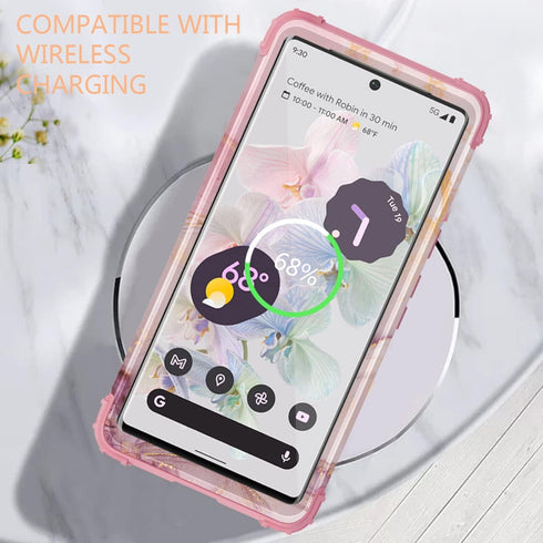 for Pixel 6 Pro Case,Google Pixel 6 Pro Case, Marble Rose Gold Women 3 in 1 Hard PC Soft Silicone Protective Rugged Bumper Heavy Duty Hybrid Shock...