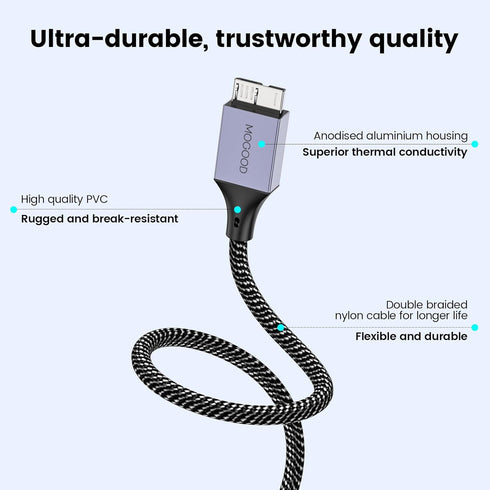 Micro B to USB C Hard Drive Cable 1.5 FT USB C to Micro B 5Gbps USB C Hard Drive Cable Compatible with Toshiba/Seagate/WD External Hard Drive, Mac...