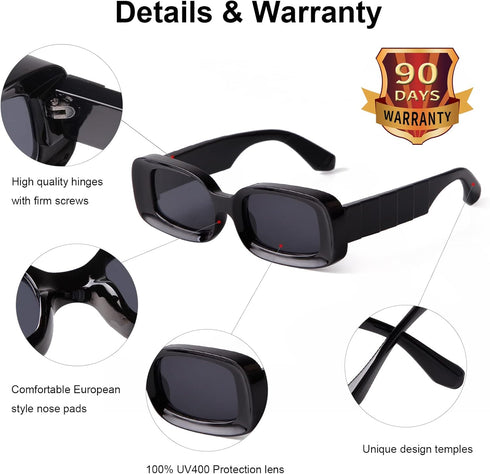 JUDOO Trendy Rectangle Sunglasses for Women Men Retro 90s Y2K Glasses Thick Square Blue Pink Frames...