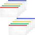 10 Pack Plastic Zip Envelope A6 Size Zipper Pouch with Label Pocket Assorted Clear Pencil Case Waterproof Transparent Cash Envelopes for Office Lo...
