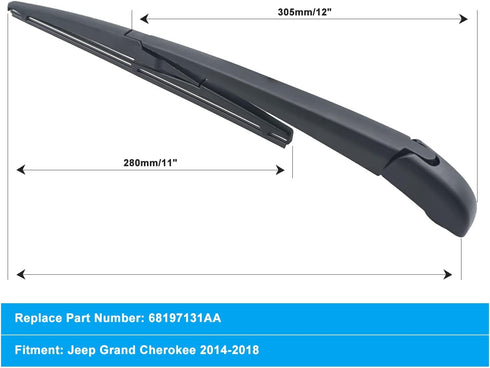Rear Wiper Arm Blade for 2014 2015 2016 2017 2018 2019 2020 2021 Jeep Grand Cherokee Back Windshield Wiper 68197131AA...