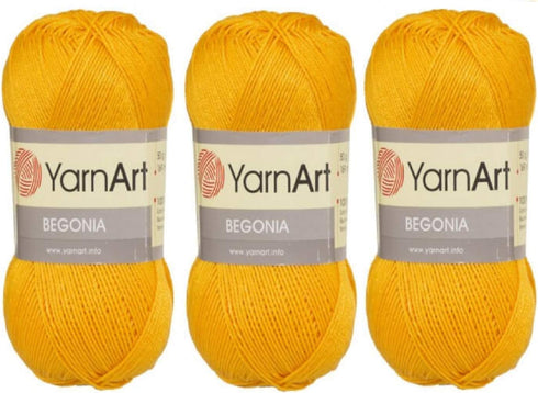 Yarn art Begonia 100% Mercerized Cotton, Lot of 3 Skein, Each 1.76 Oz (50g) / 185 Yrds (169m), Fine Sport: 2 (5307)...