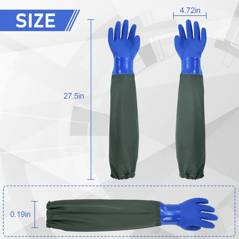 Long Waterproof Gloves, Long Chemical Gloves, Reusable, Padded Cotton Lined/Acid & Oil Resistant 28 inch XL...