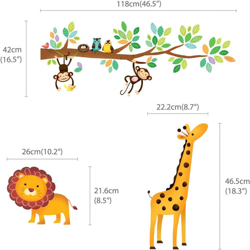 DECOWALL DW-1402 Little Monkeys Tree and Animals Height Growth Chart Kids Wall Stickers Wall Decals Peel and Stick Removable Wall Stickers for Kid...