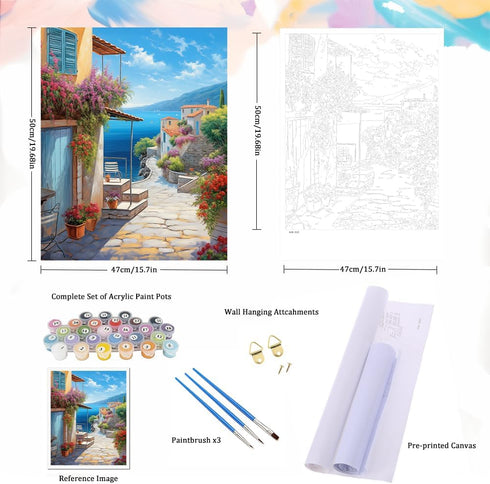 Natuyalo Paint by Numbers for Adults - DIY Adult Paint by Number Kits Painting on Canvas Town Street Painting by Numbers for Beginners, Landscape ...